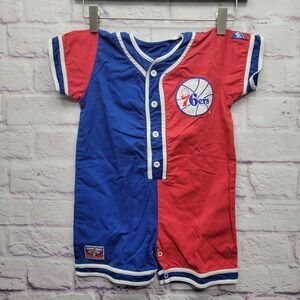 Vintage‎ 76ers Mighty Mac Jump Ball Club One Piece Baby Shorts 24m Infant *FLAW